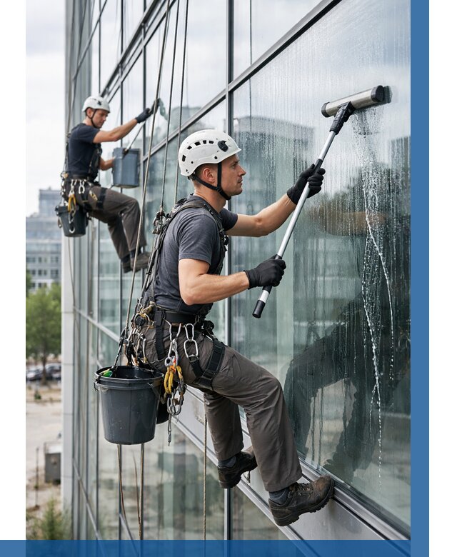 Мойка витражей альпинистами в Азнакаеве от 718 р. под ключ|ВЫСОТНИК-Знк