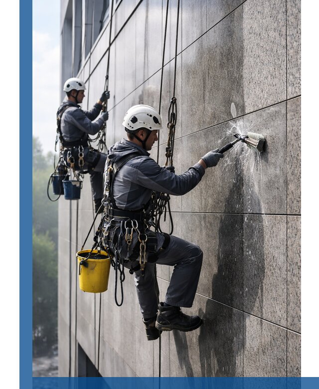 Профессиональная мойка фасада из керамогранита в Азнакаеве