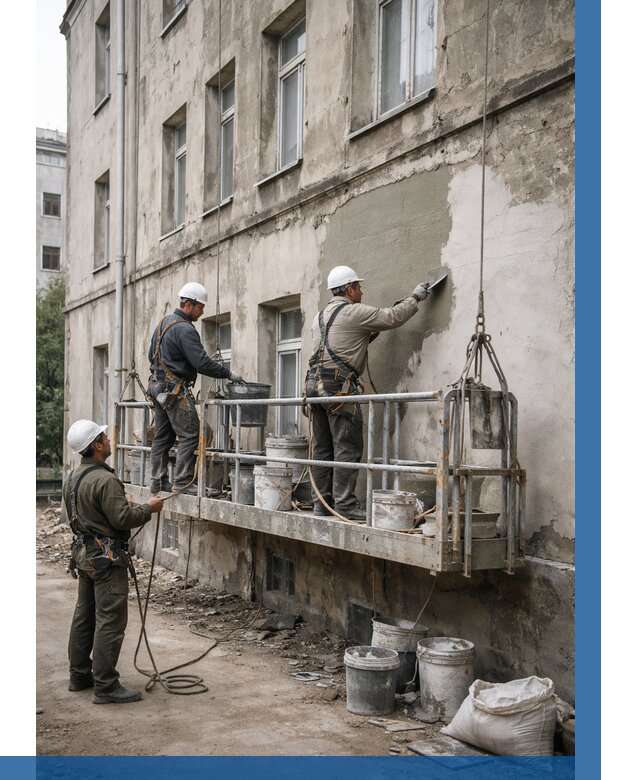 Капитальный ремонт фасада в Азнакаеве от 4310 р. | ВЫСОТНИК-Знк