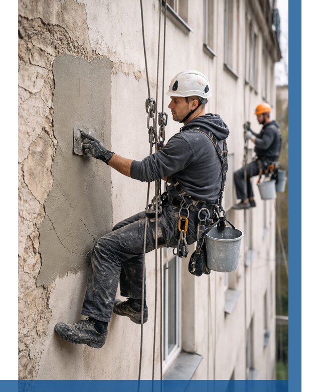 Восстановление штукатурки фасада в Азнакаеве от 1231 р. | ВЫСОТНИК-Знк