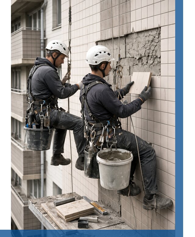 Ремонт облицовки фасада плиткой в Азнакаеве от 1847 р. | ВЫСОТНИК-Знк