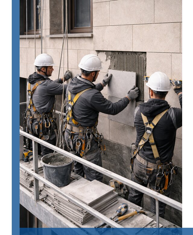 Ремонт облицовки фасада плиткой в Азнакаеве с гарантией