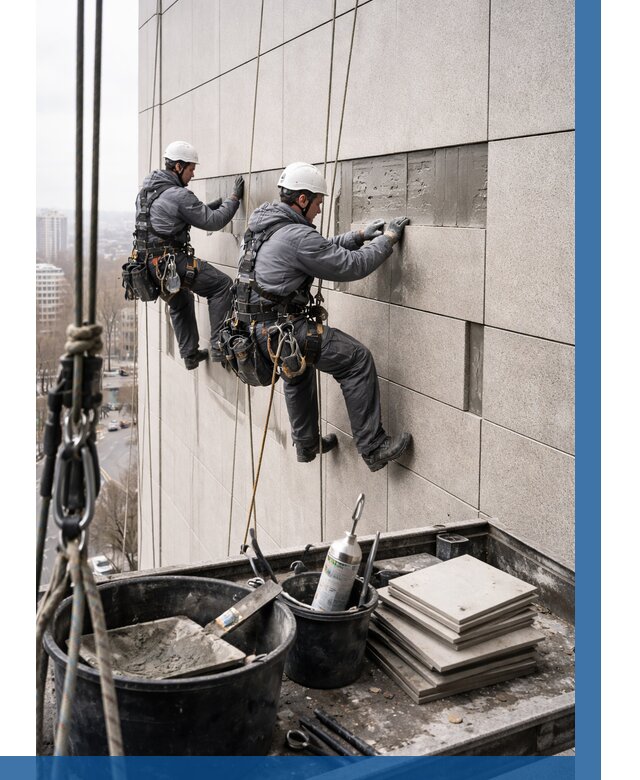 Ремонт фасада из керамогранита в Азнакаеве от 2566 р. | ВЫСОТНИК-Знк