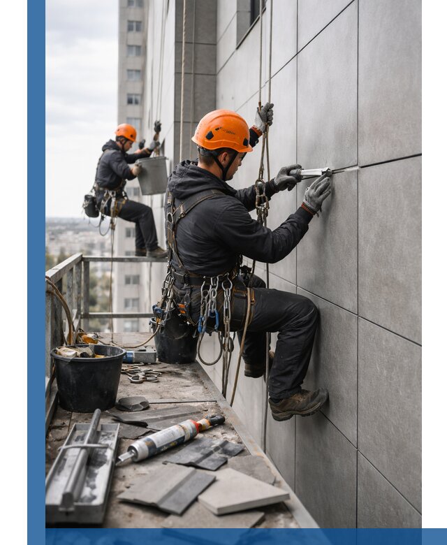 Профессиональный ремонт фасада из керамогранита в Азнакаеве