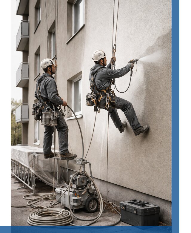 Безвоздушная покраска фасада в Азнакаеве от 226 р/м² | ВЫСОТНИК-Знк