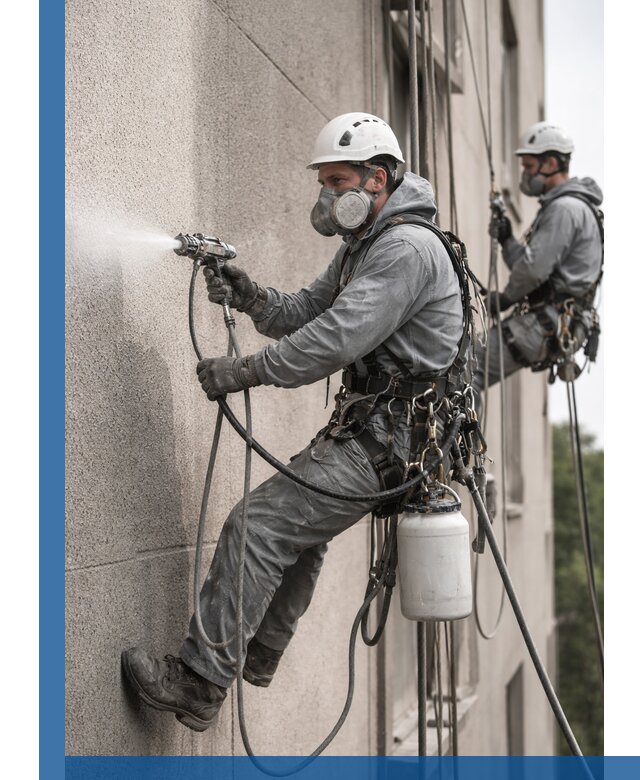 Безвоздушная покраска фасадов зданий в Азнакаеве профессионально