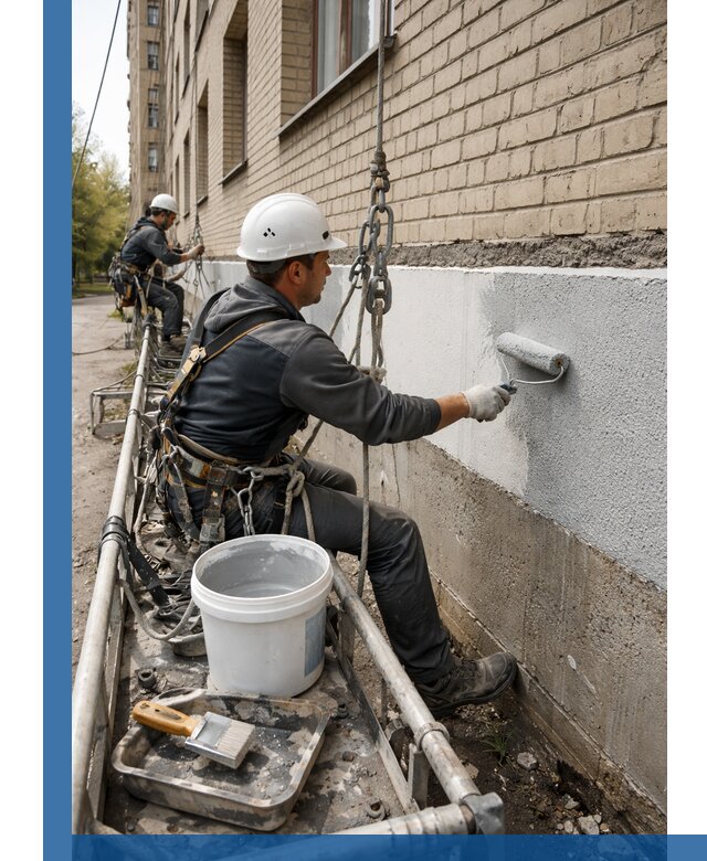 Окраска цоколя здания в Азнакаеве профессионально и надежно