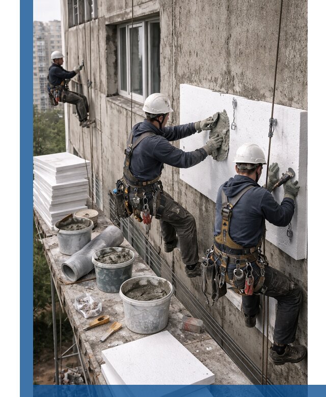 Утепление фасада пенополистиролом в Азнакаеве под ключ