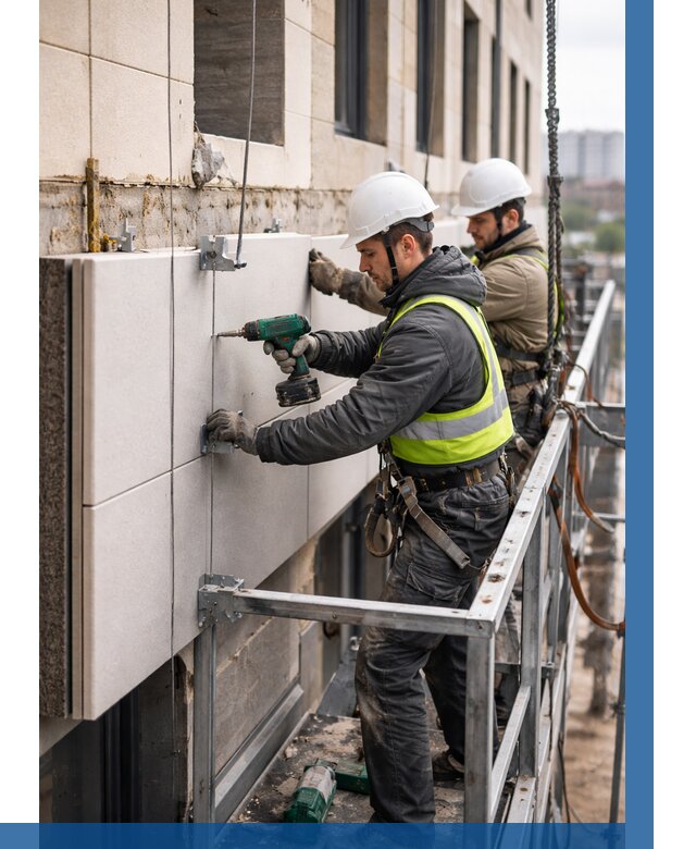 Монтаж фасадных термопанелей в Азнакаеве от 1539 р. | ВЫСОТНИК-Знк