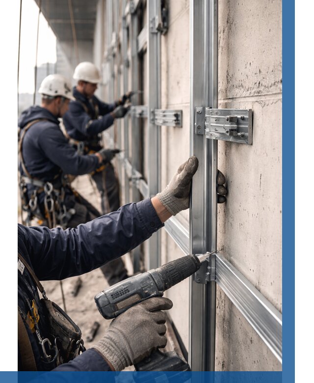 Монтаж подсистемы вентфасада в Азнакаеве от 872 р. | ВЫСОТНИК-Знк