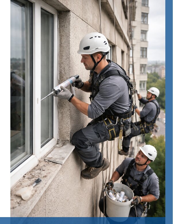 Герметизация оконных швов снаружи в Азнакаеве от 1539 р. | ВЫСОТНИК-Знк