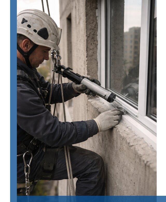 Герметизация оконных швов снаружи в Азнакаеве профессионально