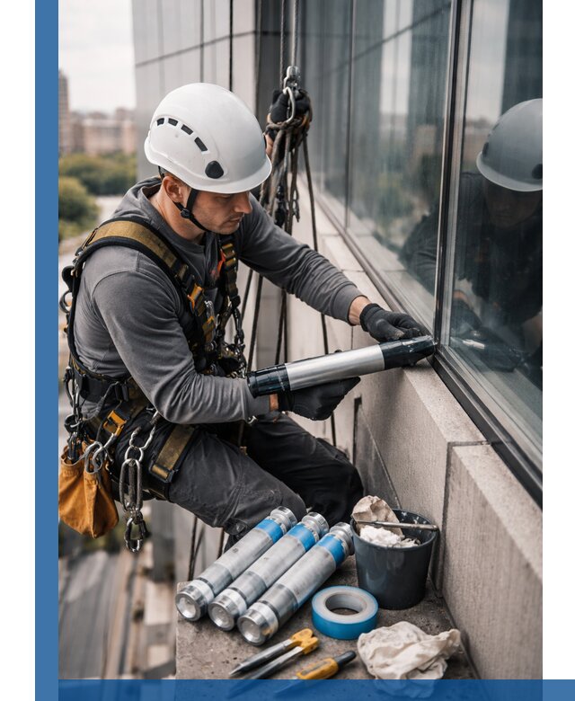 Герметизация стыков витража в Азнакаеве для герметичных фасадов