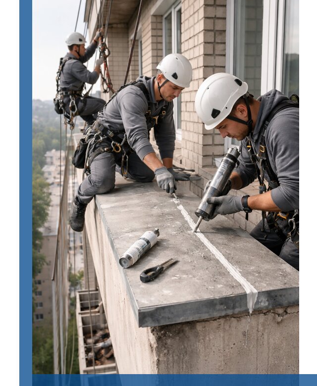 Герметизация балконного козырька в Азнакаеве профессионально