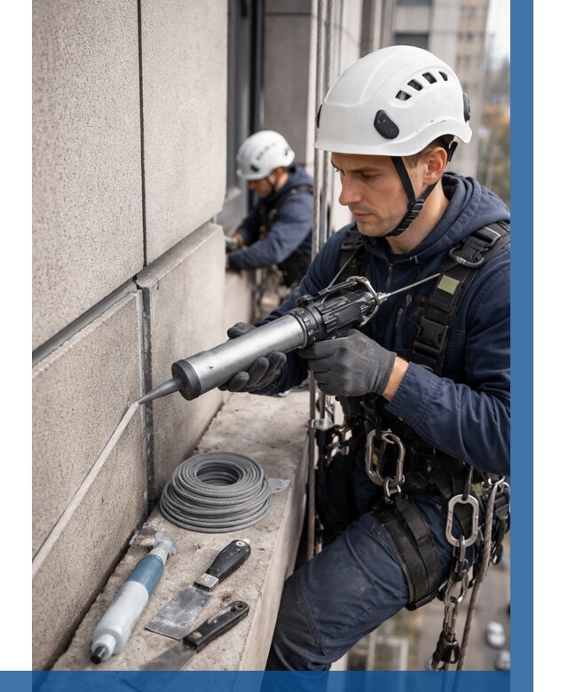 Герметизация деформационных швов фасада в Азнакаеве от 718 | ВЫСОТНИК-Знк