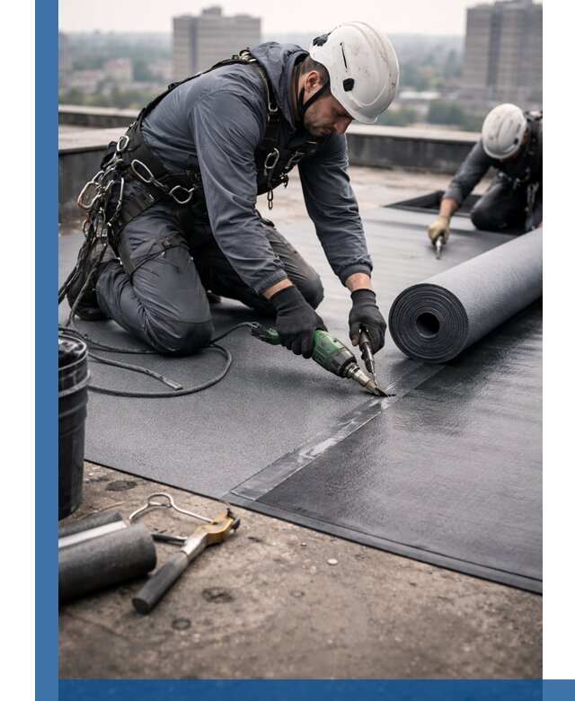 Ремонт мягкой кровли в Азнакаеве с выездом промальпинистов