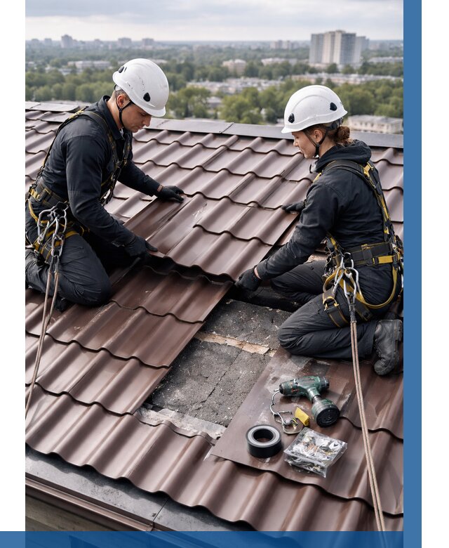 Ремонт металлочерепицы на крыше в Азнакаеве от 924 р. | ВЫСОТНИК-Знк