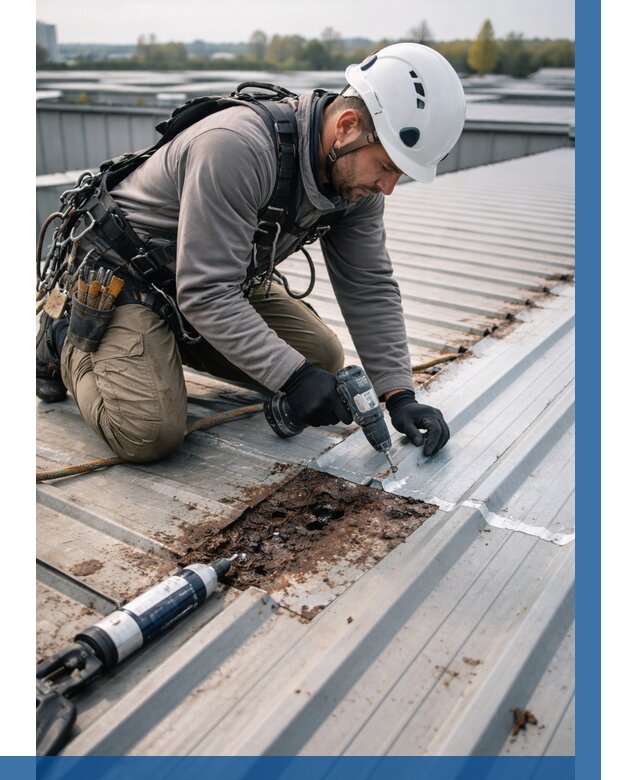 Ремонт профнастила на кровле в Азнакаеве от 718 р. | ВЫСОТНИК-Знк