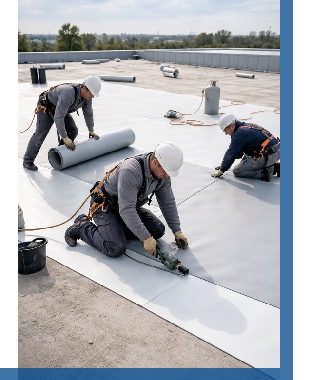 Монтаж мембранной кровли под ключ в Азнакаеве от 1231 р. | ВЫСОТНИК-Знк