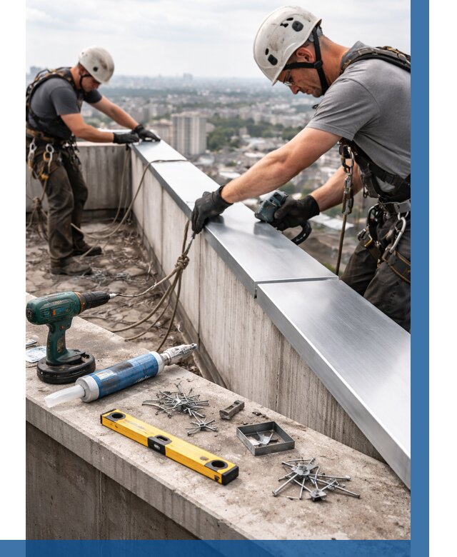 Монтаж парапетных крышек в Азнакаеве от 821 р. | ВЫСОТНИК-Знк