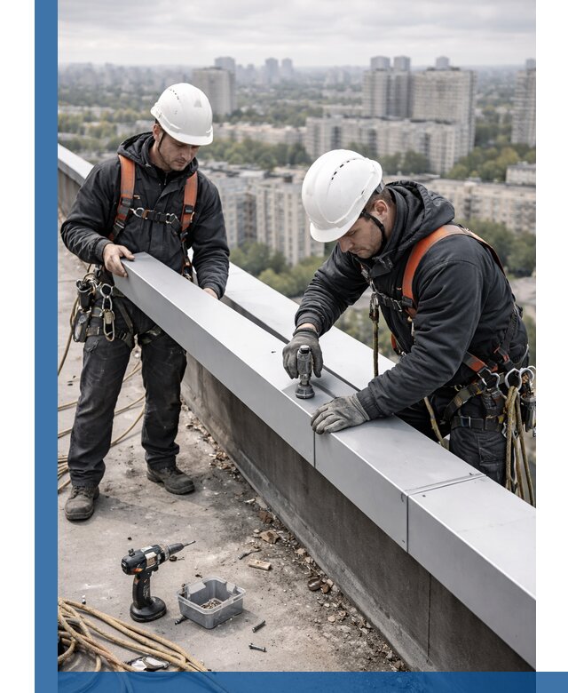 Монтаж парапетных крышек и ограждений кровли в Азнакаеве