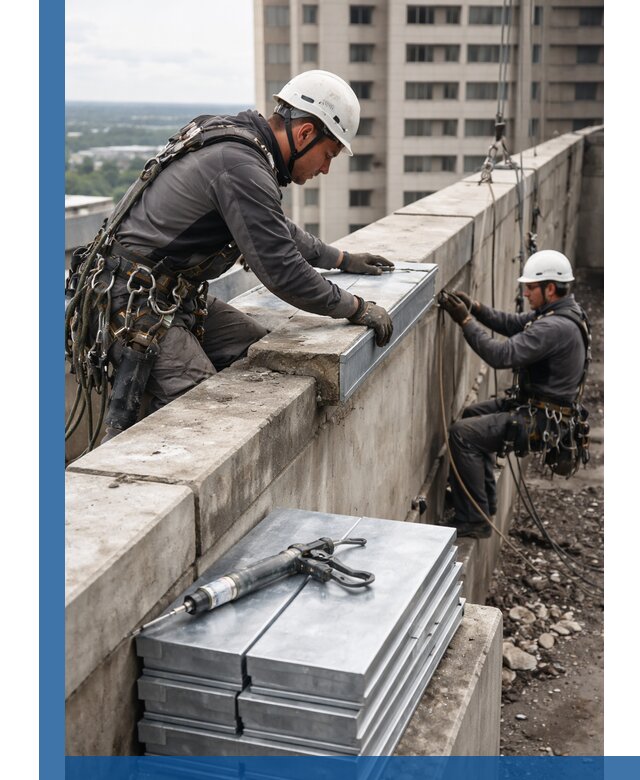 Замена парапетных крышек и установка новых в Азнакаеве