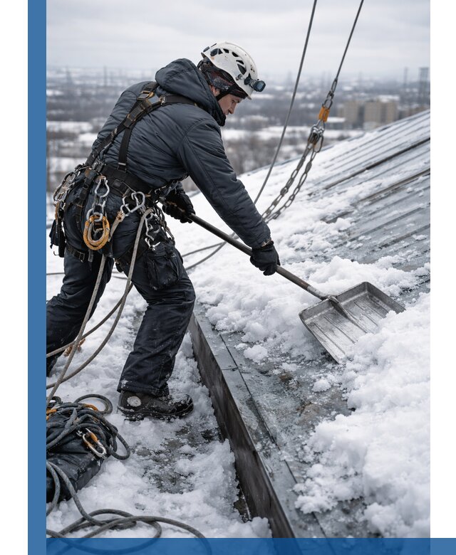 Профессиональная очистка кровли от снега и наледи в Азнакаеве