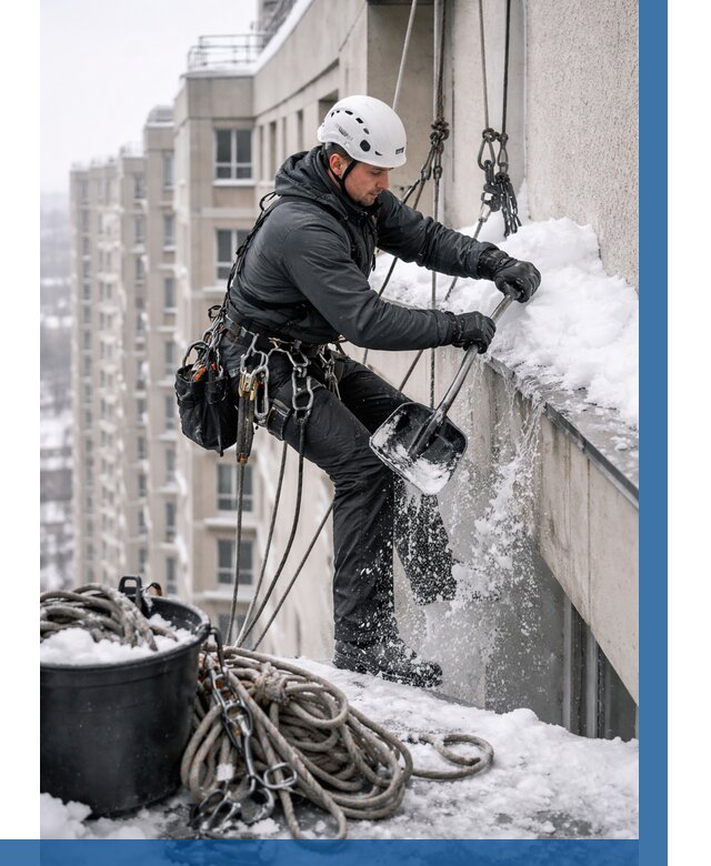 Очистка карнизов от снега в Азнакаеве от 308 р. | ВЫСОТНИК-Знк