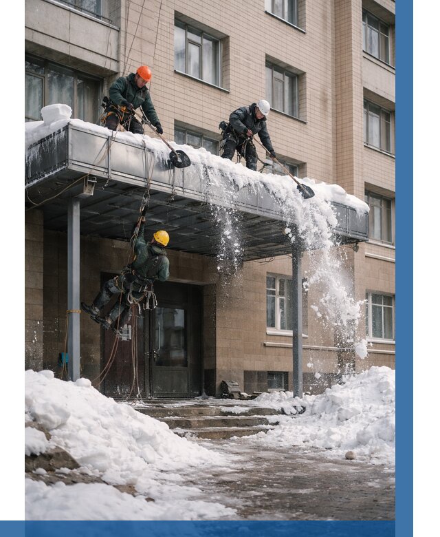 Очистка козырьков от снега в Азнакаеве от 3592 р. | ВЫСОТНИК-Знк