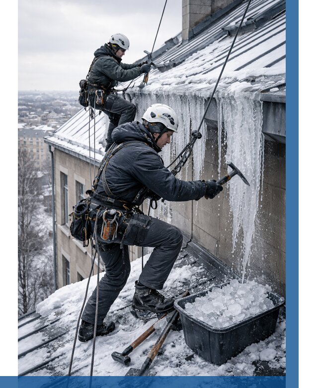 Удаление наледи с кровли в Азнакаеве от 5644 р. | ВЫСОТНИК-Знк