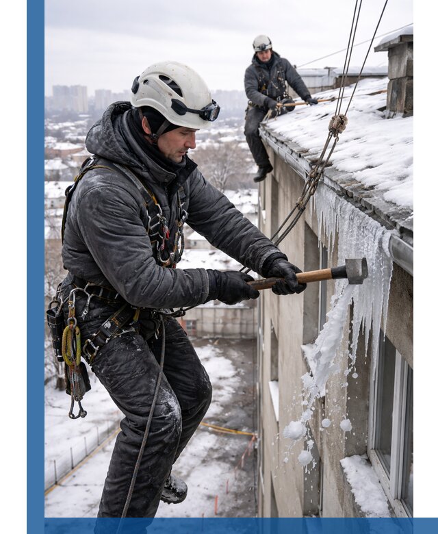 Сбивание и удаление сосулек с крыши в Азнакаеве безопасно