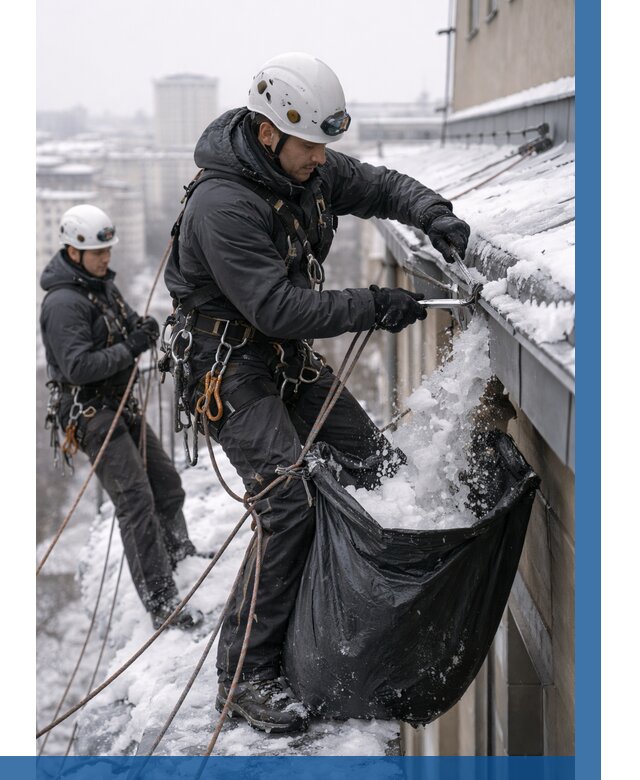 Аварийная очистка крыши в Азнакаеве под ключ от 308 р. | ВЫСОТНИК-Знк