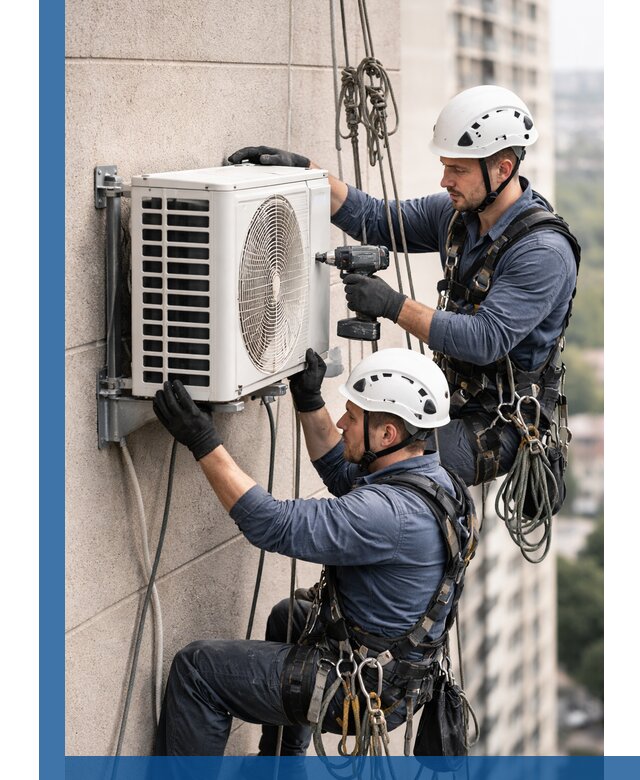 Монтаж внешнего блока кондиционера в Азнакаеве установка и крепление