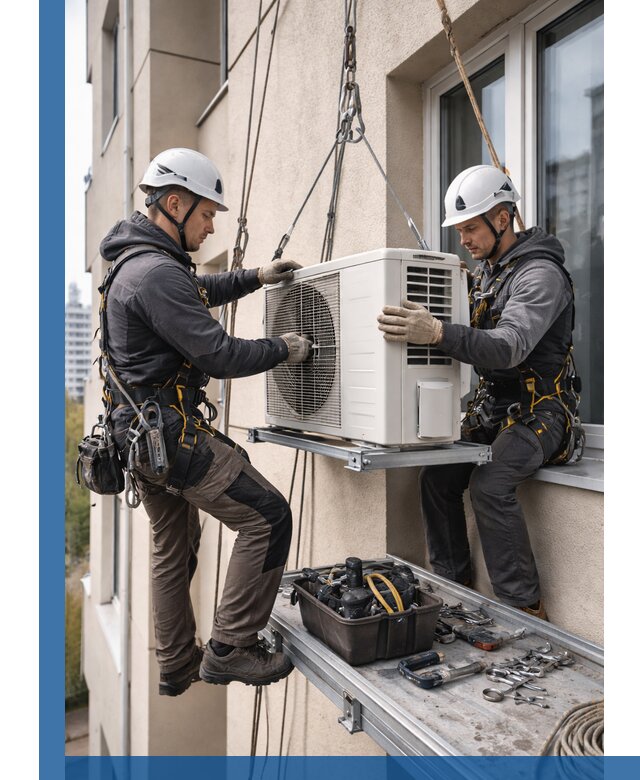 Перенос внешнего блока кондиционера в Азнакаеве с монтажом и крепежом