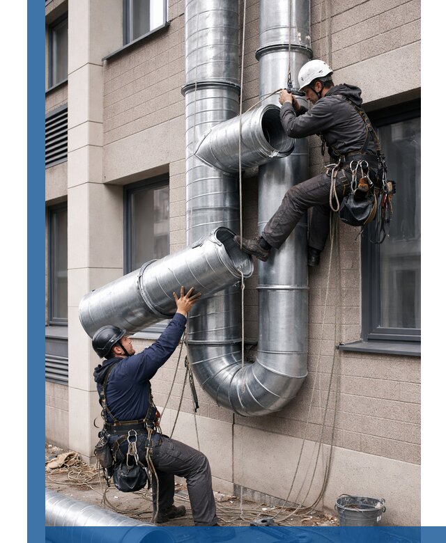 Монтаж фасадных воздуховодов в Азнакаеве с герметизацией и крепежом