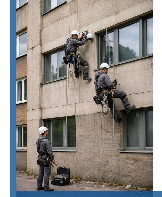 Монтаж фасадных камер видеонаблюдения в Азнакаеве под ключ