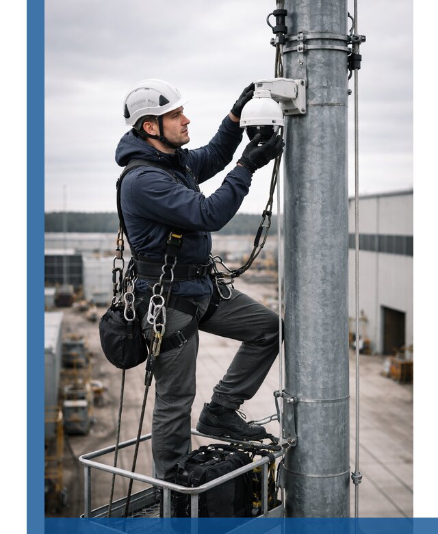 Профессиональная установка видеокамер на мачте в Азнакаеве