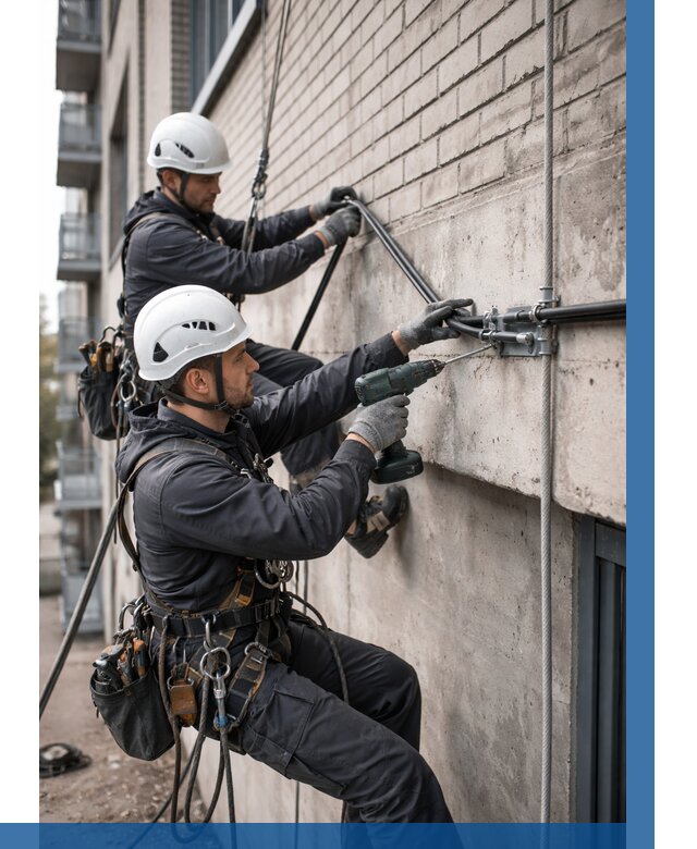 Крепление кабеля на фасаде в Азнакаеве от 359 р. | ВЫСОТНИК-Знк