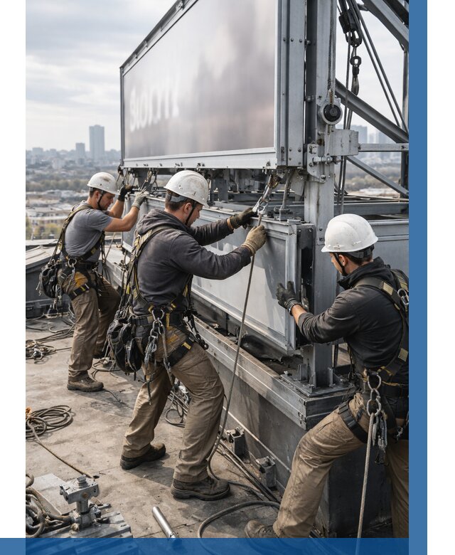 Монтаж крышной рекламной конструкции в Азнакаеве от 61572 р.|ВЫСОТНИК-Знк