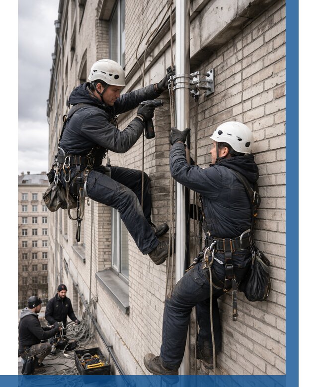 Монтаж флагштока на здании в Азнакаеве от 6670 р. | ВЫСОТНИК-Знк