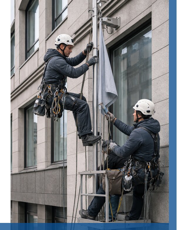 Установка флагов на фасаде в Азнакаеве от 4618 р. | ВЫСОТНИК-Знк