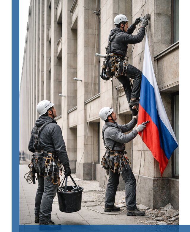 Профессиональная установка флагов на фасаде в Азнакаеве