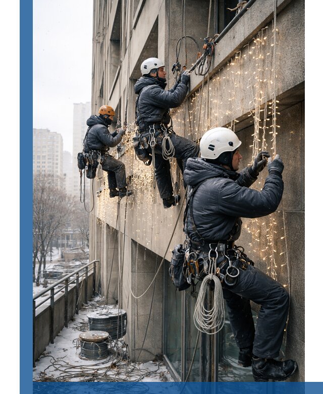 Монтаж новогодней иллюминации и украшение фасадов в Азнакаеве