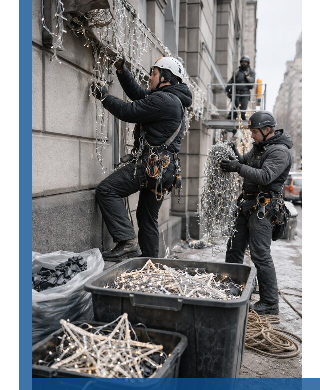 Демонтаж новогоднего оформления и гирлянд в Азнакаеве