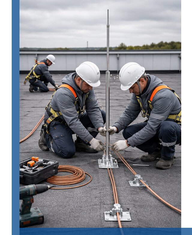 Монтаж молниезащиты на кровле в Азнакаеве под ключ с гарантией