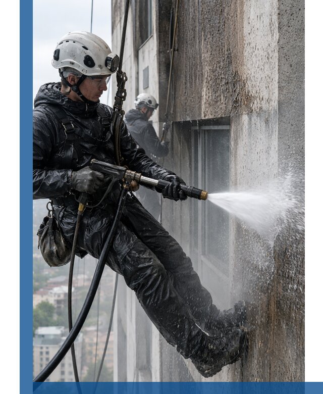 Гидроструйная очистка фасадов и конструкций в Азнакаеве