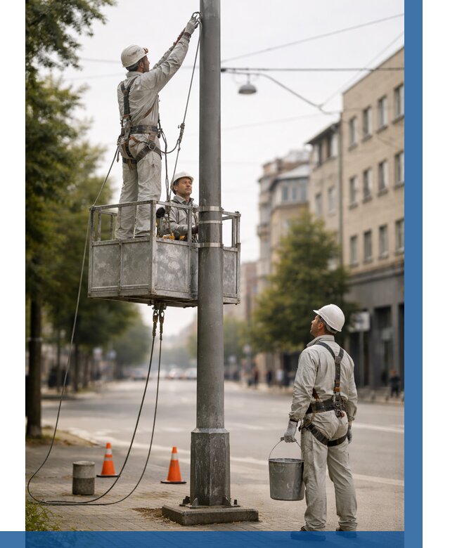 Покраска опор освещения в Азнакаеве от 5131 р. | ВЫСОТНИК-Знк