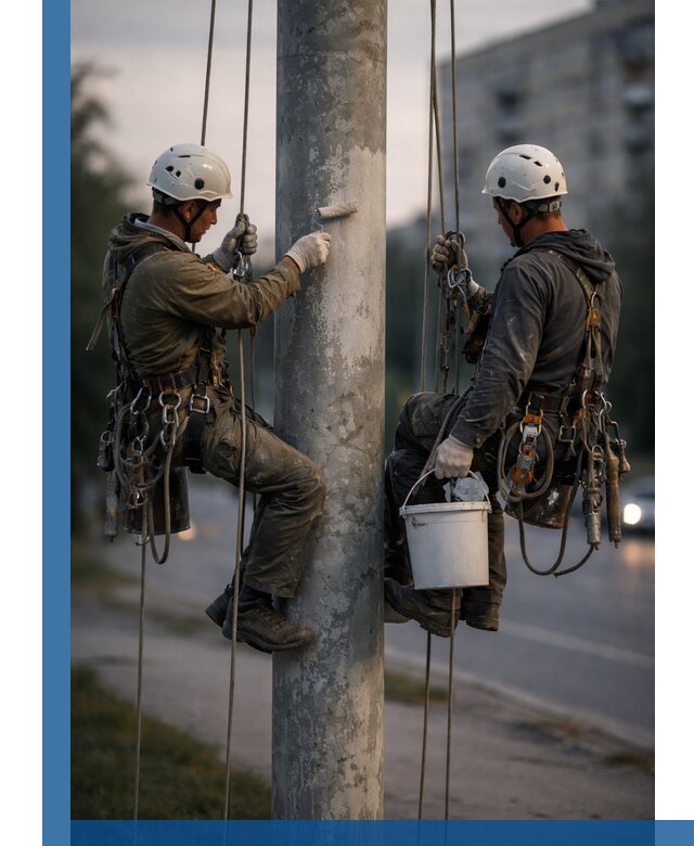 Покраска опор освещения и антикоррозийная защита в Азнакаеве