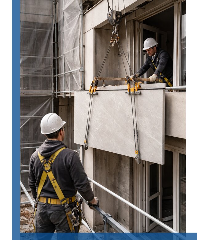 Подъем керамогранита на этаж в Азнакаеве грузчиками и техникой