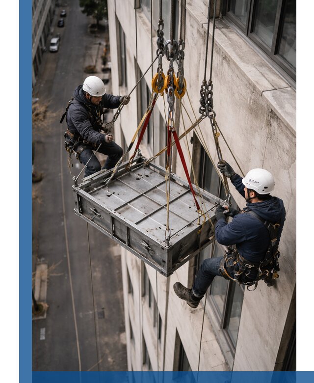 Спуск и подъем грузов по фасаду в Азнакаеве для зданий